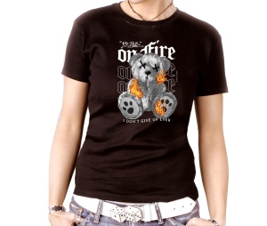 Damen Shirt Teddybär On Fire
