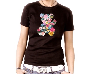 Damen Shirt Teddybär Blumen