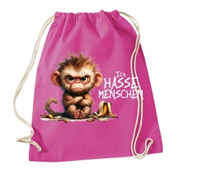 Stringbag Turnbeutel Ich hasse Menschen Affe