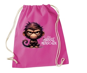 Stringbag Turnbeutel Ich hasse Menschen Affe