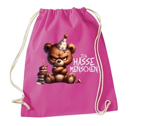 Stringbag Turnbeutel Ich hasse Menschen Bär