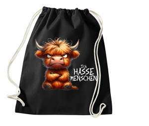 Stringbag Turnbeutel Ich hasse Menschen Stier