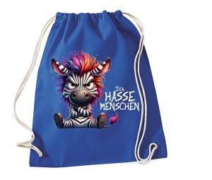 Stringbag Turnbeutel Ich hasse Menschen Zebra