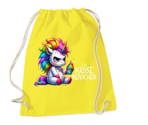 Stringbag Turnbeutel Ich hasse Menschen Einhorn