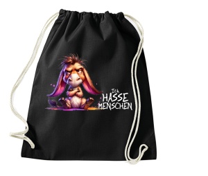 Stringbag Turnbeutel Ich hasse Menschen Esel
