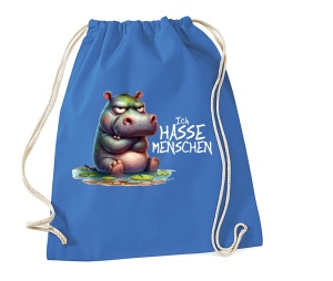 Stringbag Turnbeutel Ich hasse Menschen Nilpferd