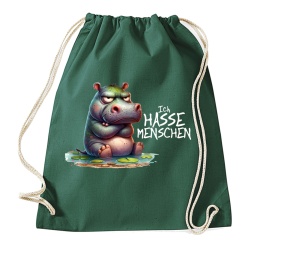 Stringbag Turnbeutel Ich hasse Menschen Nilpferd