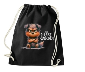 Stringbag Turnbeutel Ich hasse Menschen Hund
