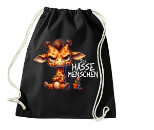 Stringbag Turnbeutel Ich hasse Menschen Giraffe