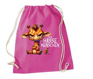 Stringbag Turnbeutel Ich hasse Menschen Giraffe