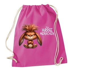 Stringbag Turnbeutel Ich hasse Menschen Hase