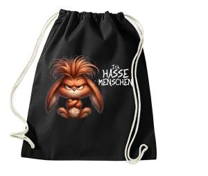 Stringbag Turnbeutel Ich hasse Menschen Hase
