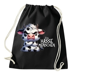 Stringbag Turnbeutel Ich hasse Menschen Kuh
