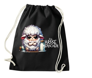 Stringbag Turnbeutel Ich hasse Menschen Schaf
