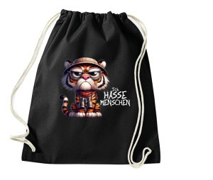 Stringbag Turnbeutel Ich hasse Menschen Tiger