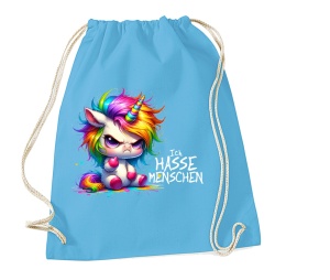Stringbag Turnbeutel Ich hasse Menschen Einhorn