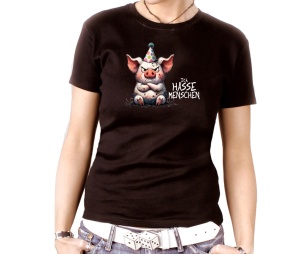 Damen Shirt Ich hasse Menschen Schwein