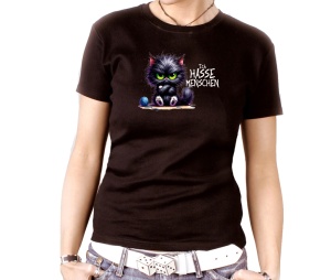 Damen Shirt Ich hasse Menschen Katze