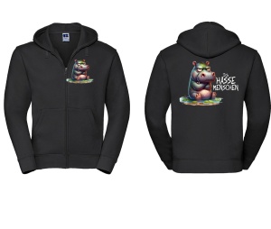 Sweatjacke mit Kapuze Ich hasse Menschen Nilpferd