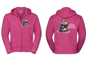 Sweatjacke mit Kapuze Ich hasse Menschen Nilpferd