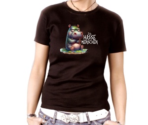 Damen Shirt Ich hasse Menschen Nilpferd