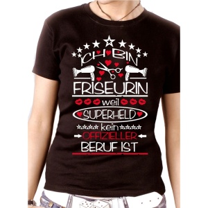 Damen Shirt Friseurin Superheld