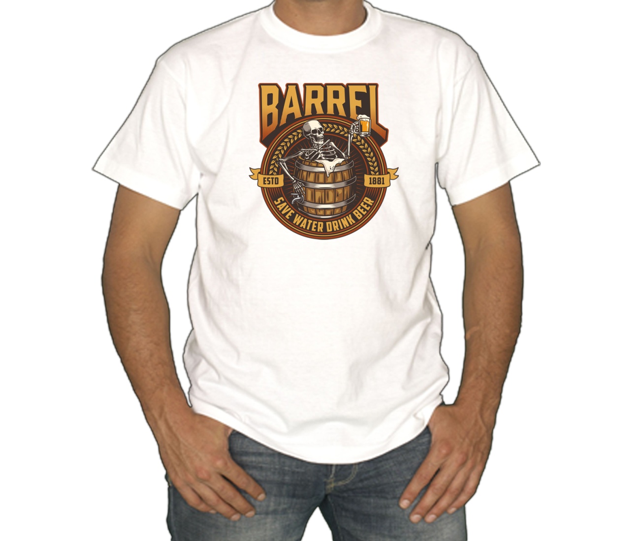 T-Shirt Barrel Save Water Drink Beer