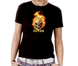 Damen Shirt Rock N Roll Skull