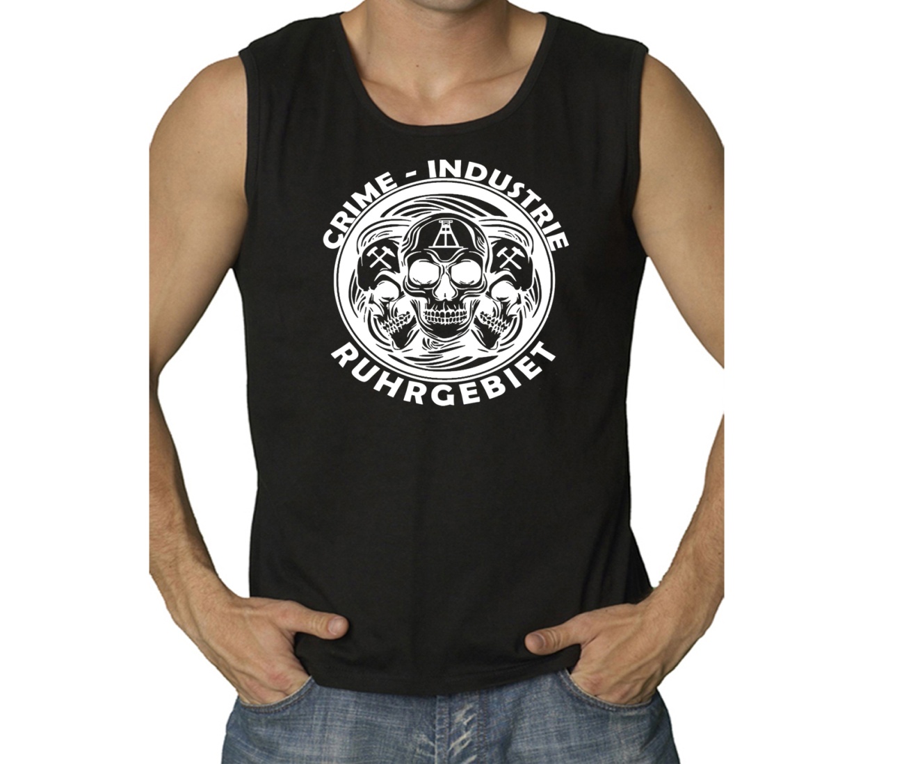 Muskelshirt Crime-Industrie Ruhrgebiet Schädel rund