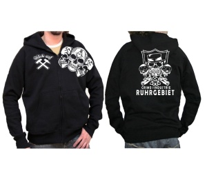 Sweatjacke mit Kapuze Crime-Industrie Ruhrgebiet + Rücken Gangster