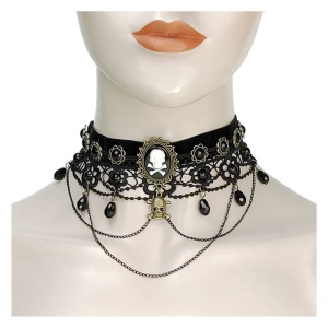 Halsband Gothic Style Schädel und Ketten