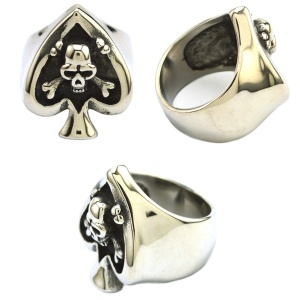 Fingerring Spade mit Schädel Crossbone