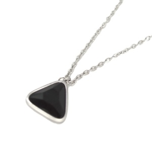 Anhänger Farbstein schwarz mit Kette