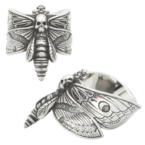 Fingerring Schmetterling mit Skull