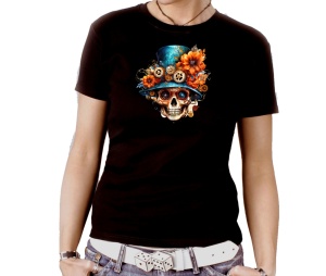 Damen Shirt Steampunk Schädel