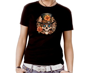 Damen Shirt Steampunk Schädel