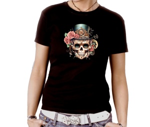 Damen Shirt Steampunk Schädel