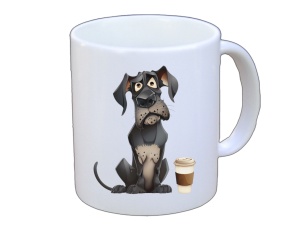 Tasse Hund mit Tasse