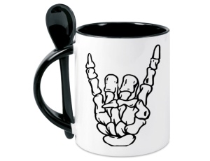 Tasse Metal Knochenhand - mit Löffel