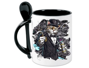 Tasse Katze - mit Löffel