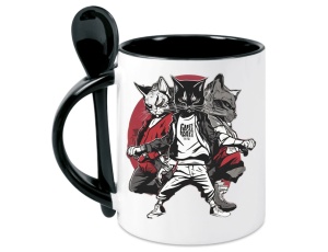 Tasse Katze - mit Löffel