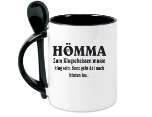 Tasse Hömma Zum Klugscheissen musse klug sein - mit Löffel
