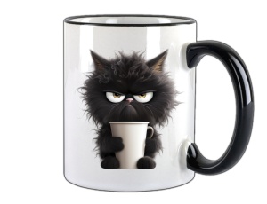Tasse Katze mit Tasse