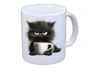 Tasse Katze mit Tasse