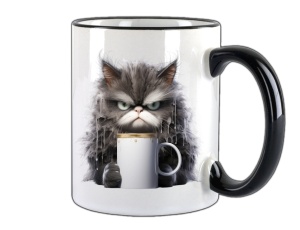 Tasse Katze mit Tasse