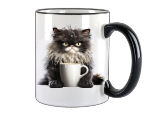Tasse Katze mit Tasse