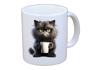 Tasse Katze mit Tasse