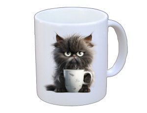 Tasse Katze mit Tasse