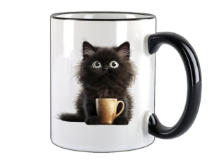 Tasse Katze mit Tasse