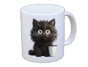 Tasse Katze mit Tasse